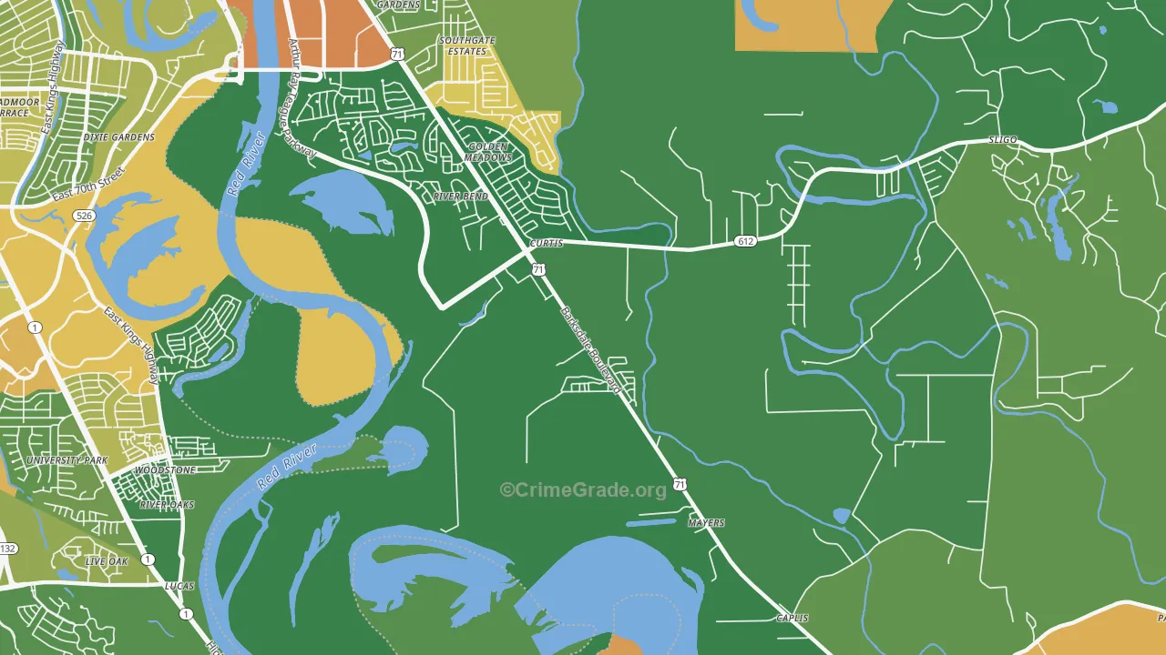 Curtis, LA Map of Vandalism Rates
