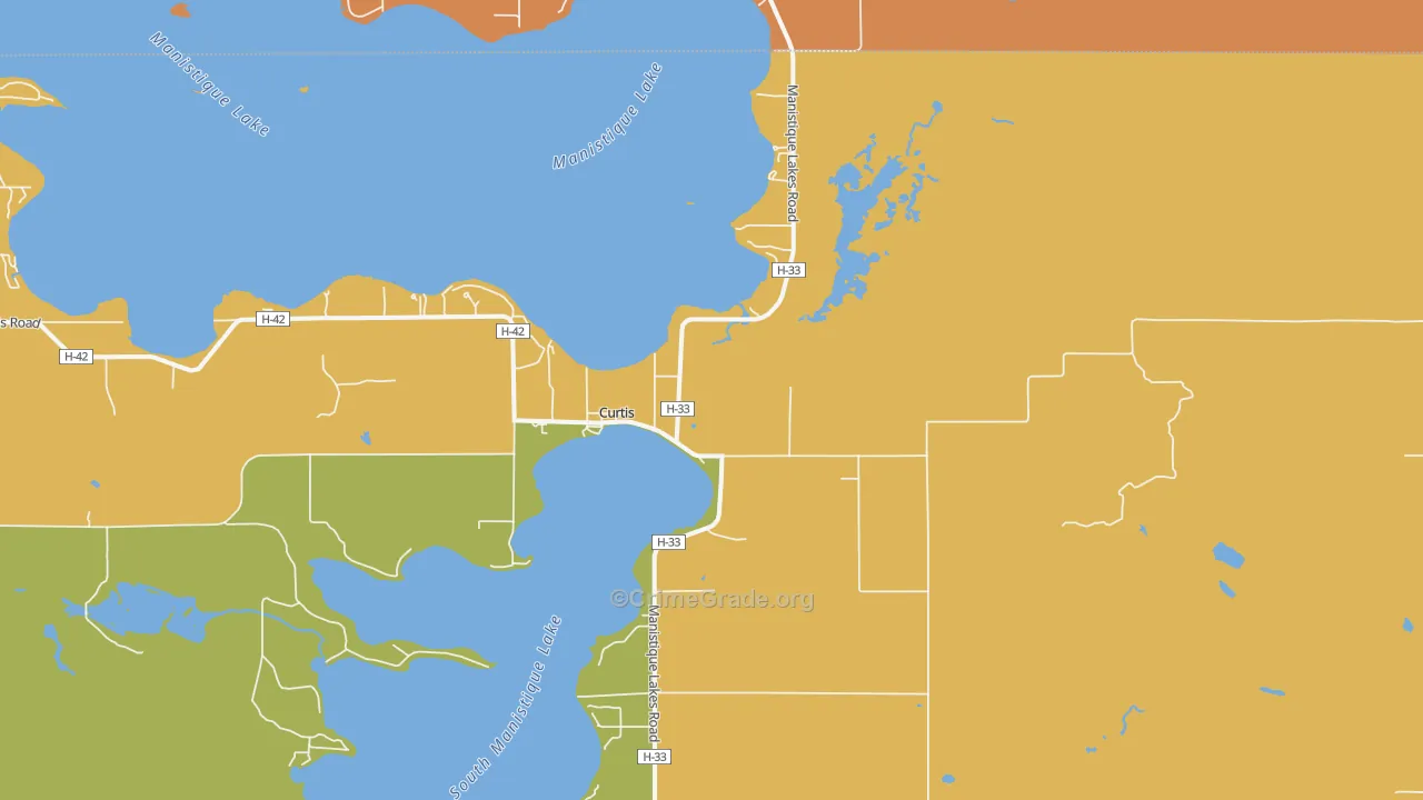 Curtis, MI Map of Vandalism Rates
