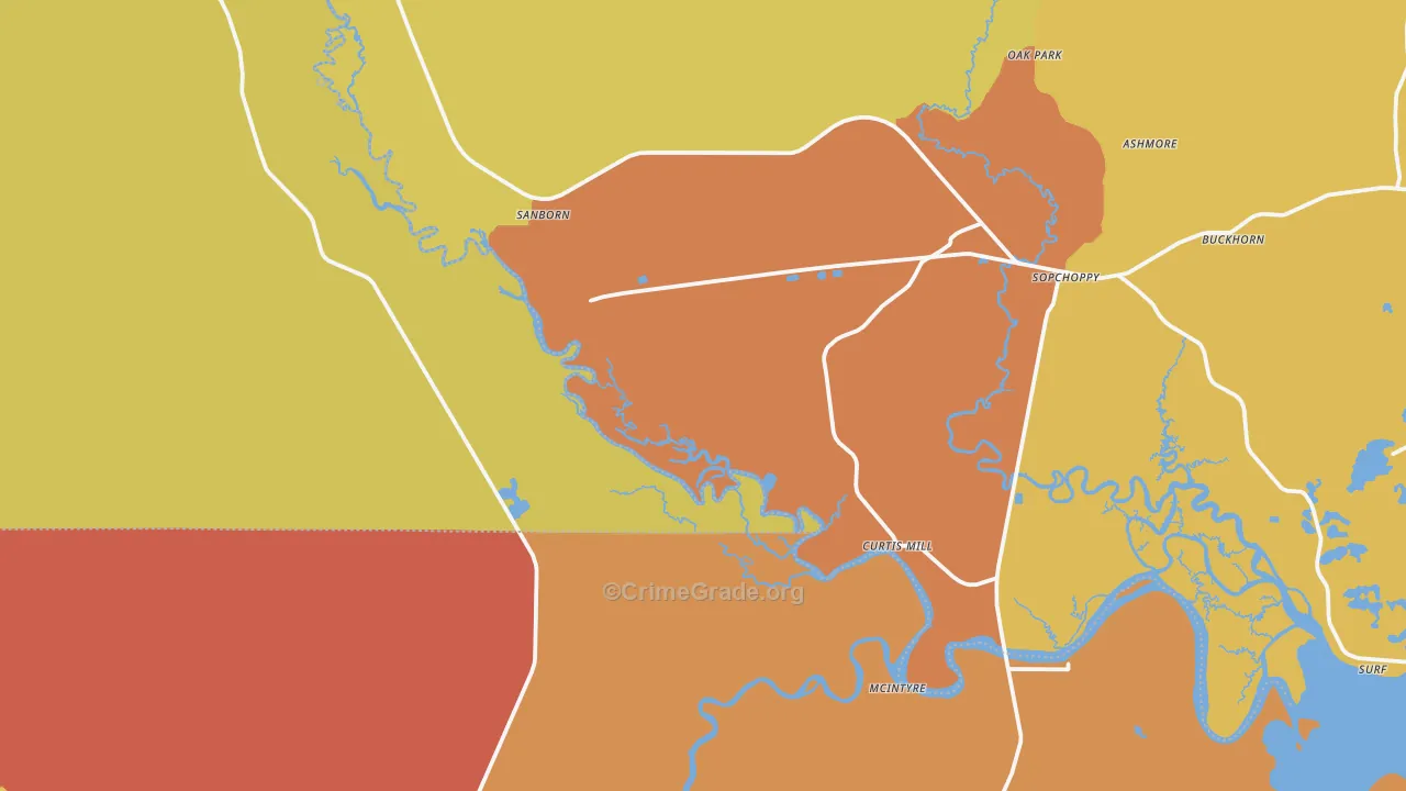Curtis Mill, FL Map of Vandalism Rates