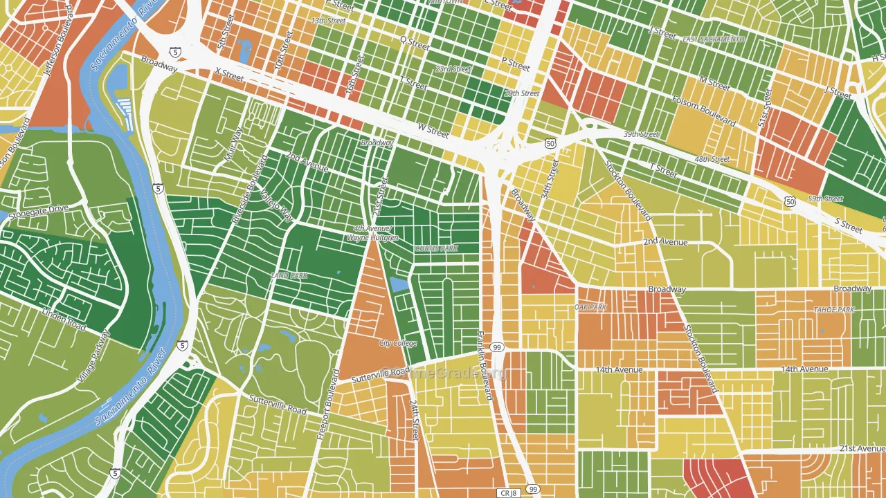 Curtis Park, Sacramento, CA Map of Vandalism Rates