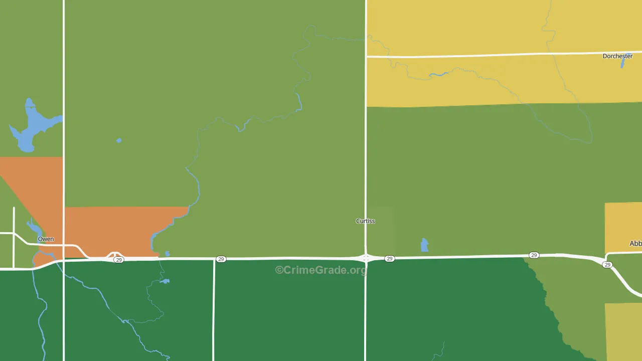 Curtiss, WI Map of Vandalism Rates