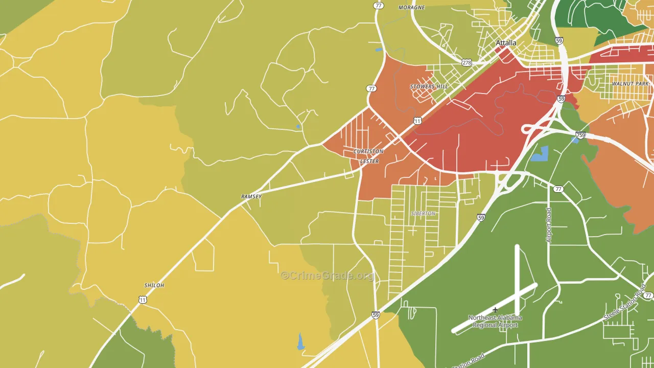 Curtiston, AL Map of Vandalism Rates