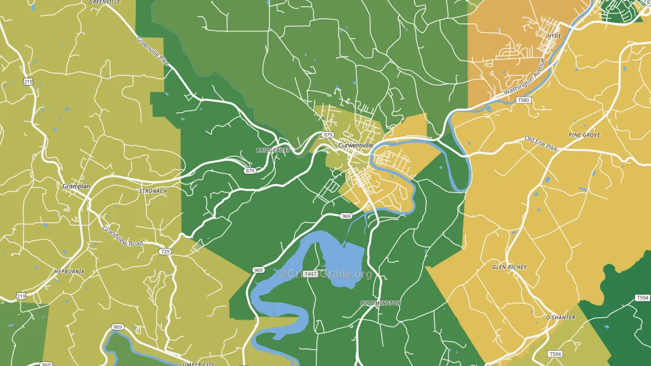 Curwensville, PA Map of Vandalism Rates