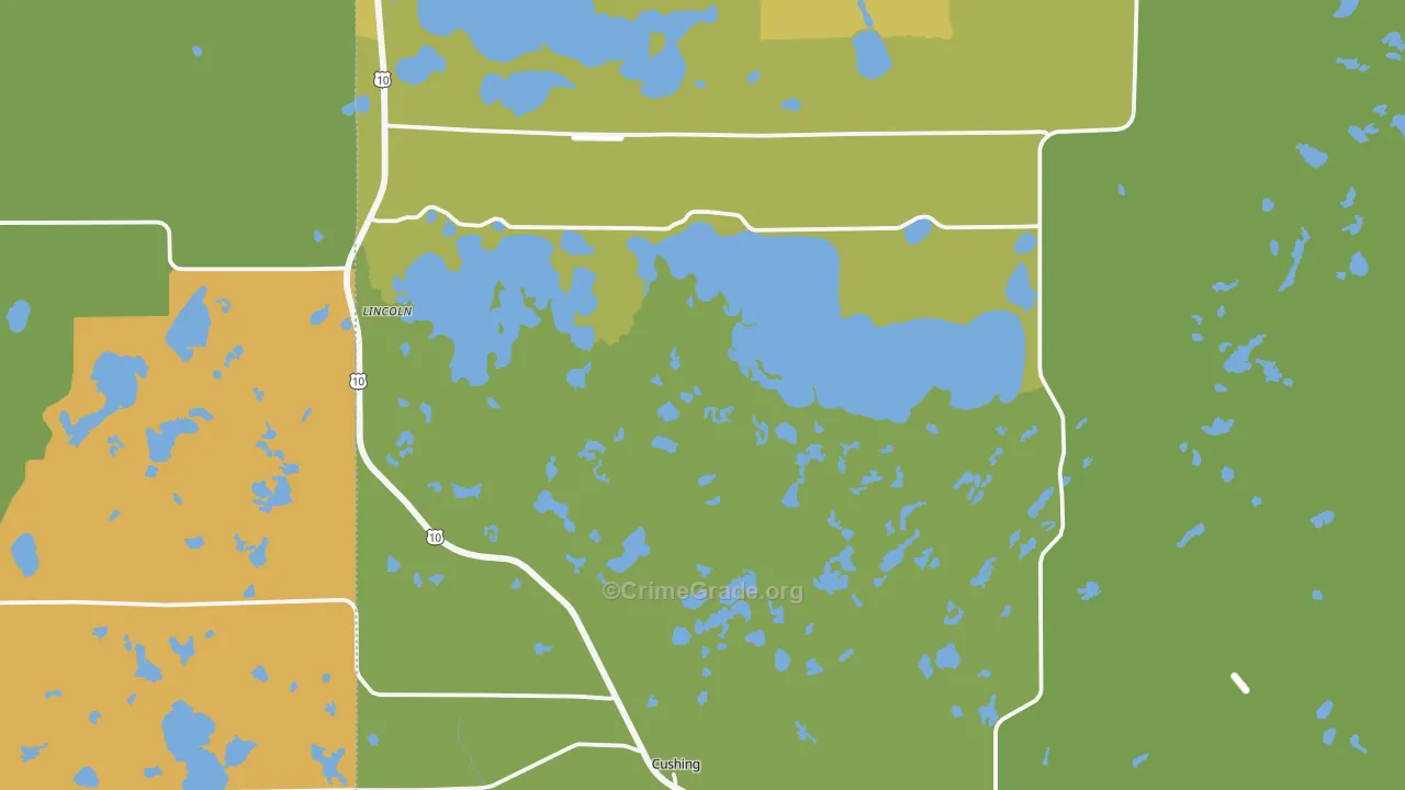 Cushing, MN Map of Vandalism Rates