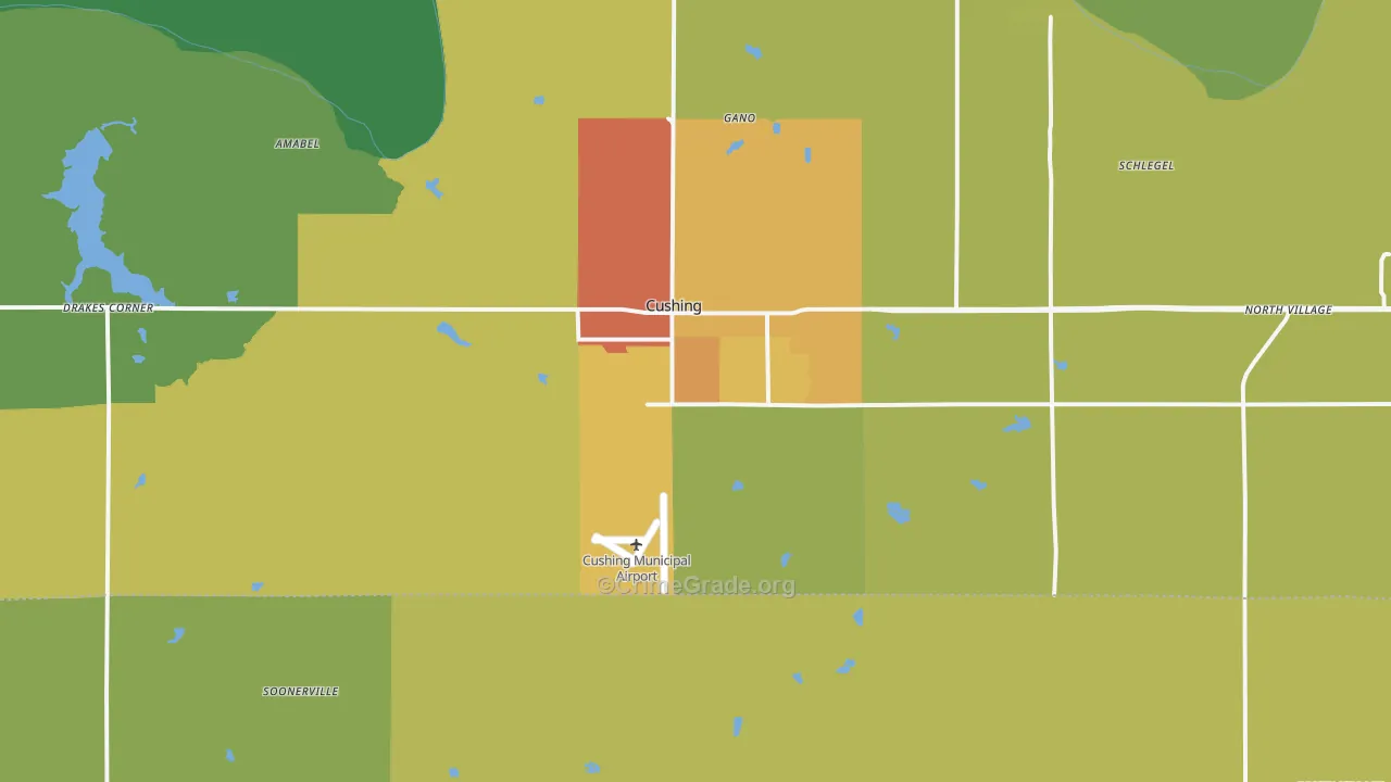 Cushing, OK Map of Vandalism Rates