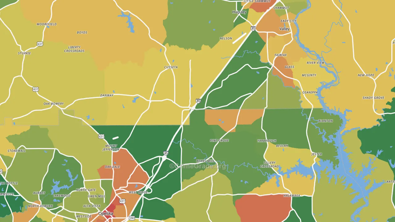 Cusseta, AL Map of Vandalism Rates