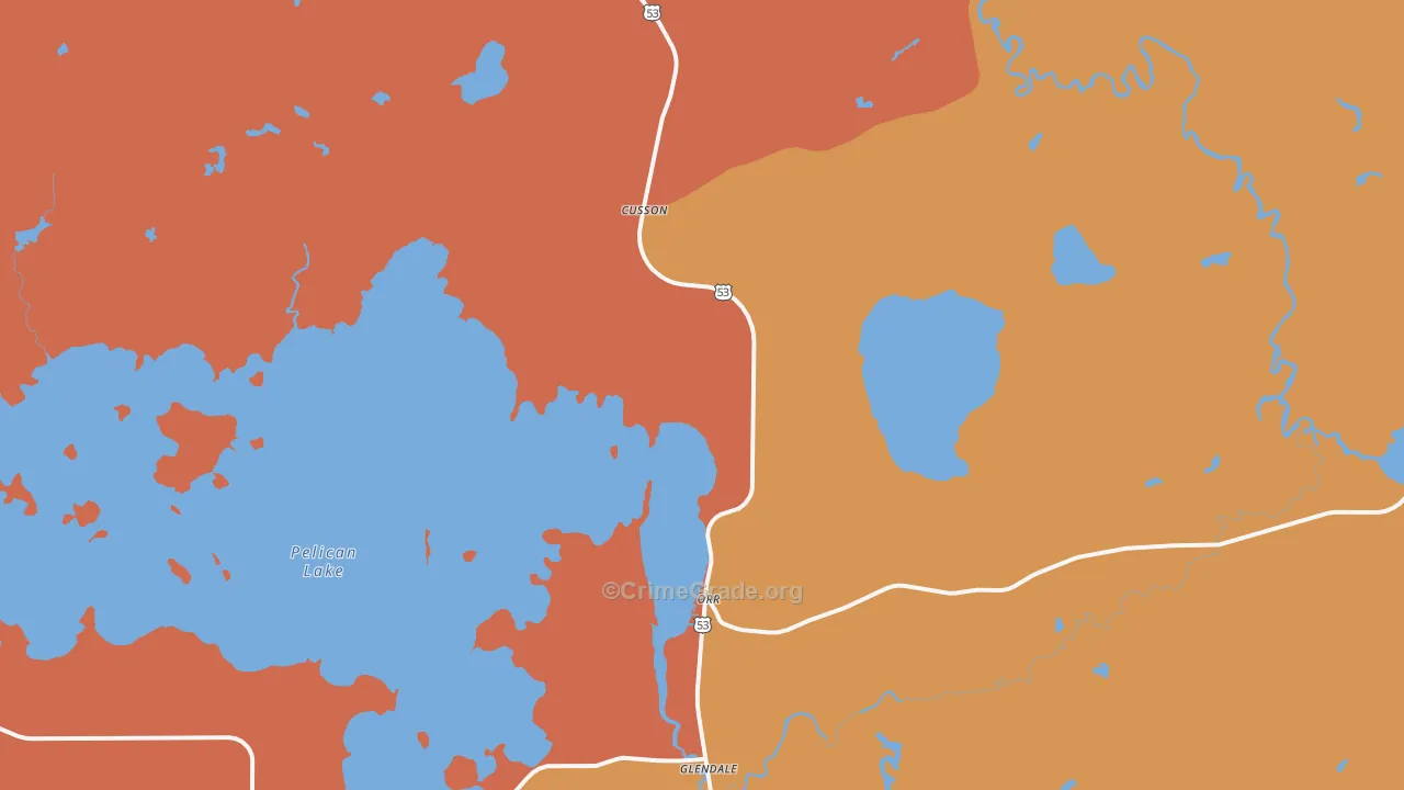 Cusson, MN Map of Vandalism Rates