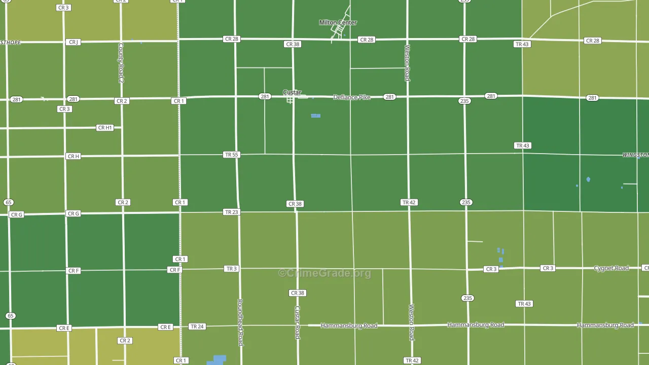 Custar, OH Map of Vandalism Rates