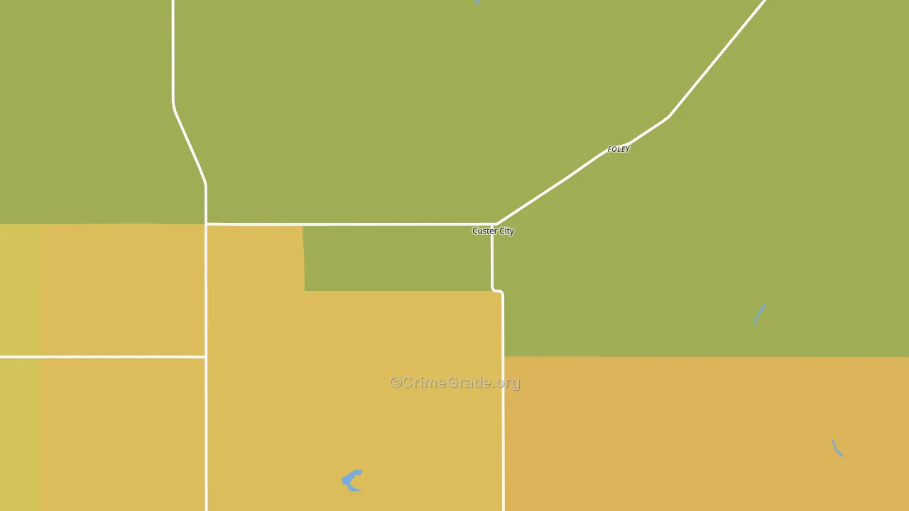 Custer City, OK Map of Vandalism Rates