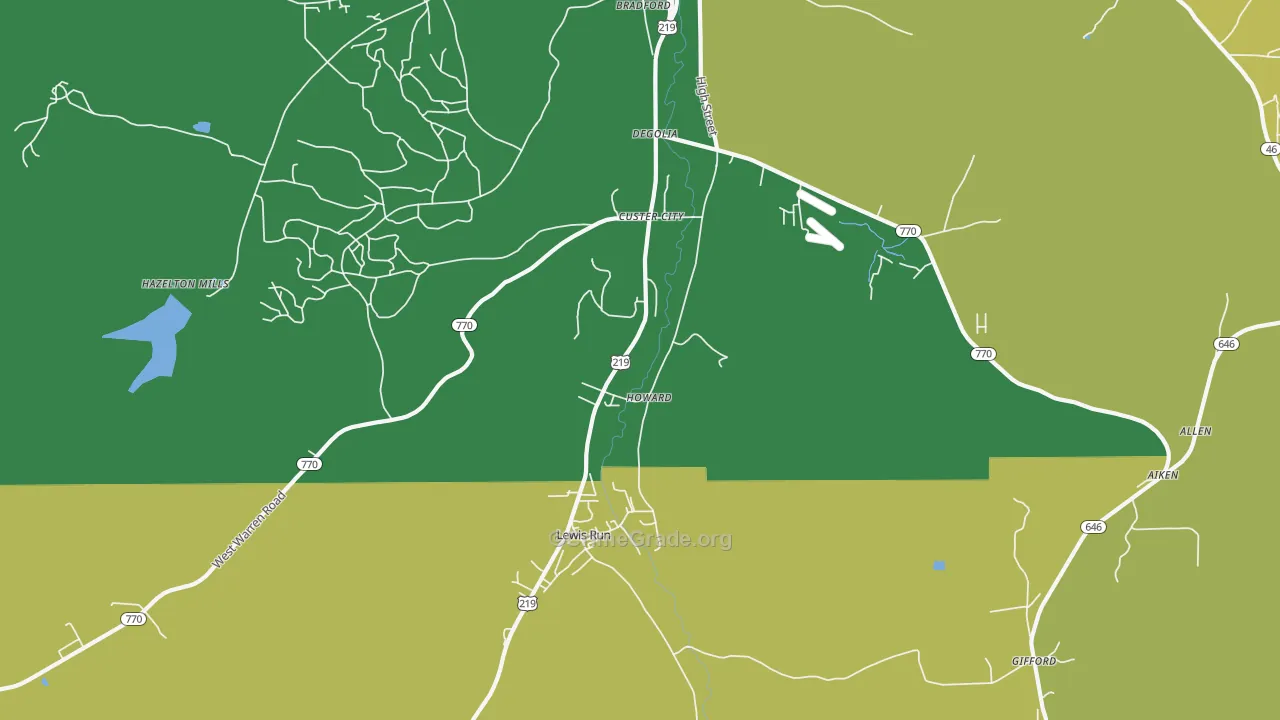 Custer City, PA Map of Vandalism Rates
