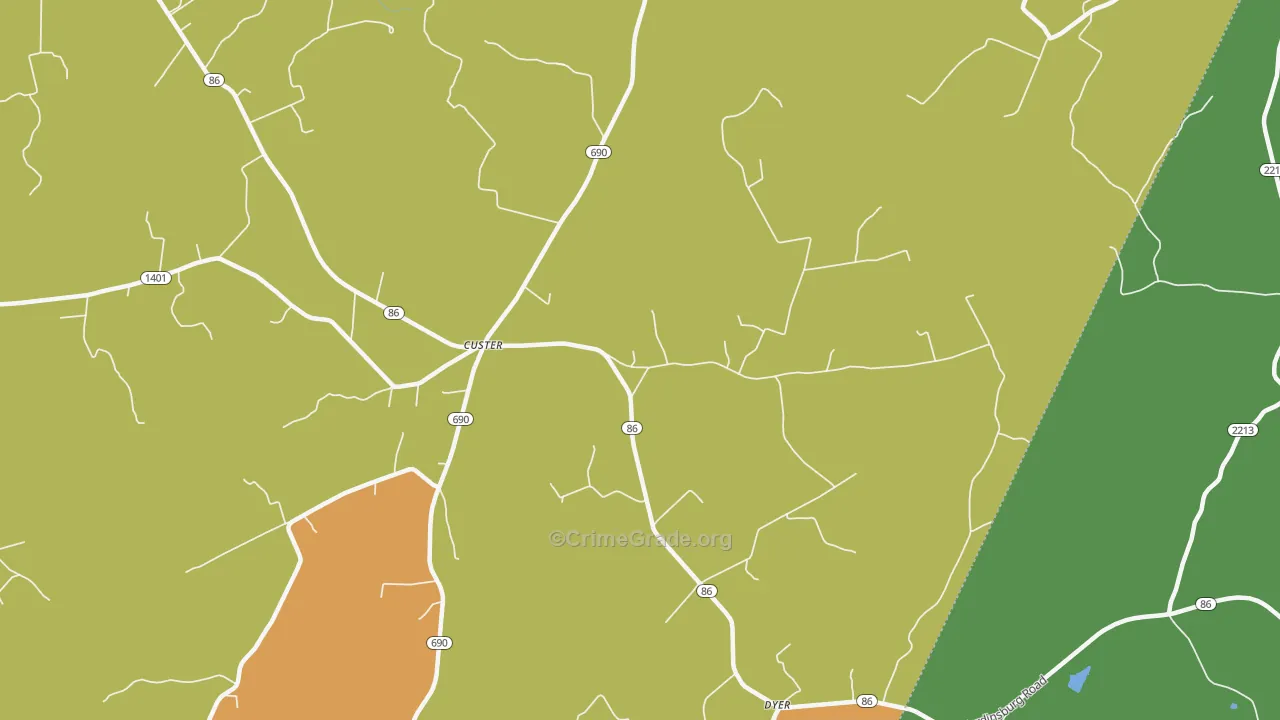 Custer, KY Map of Vandalism Rates