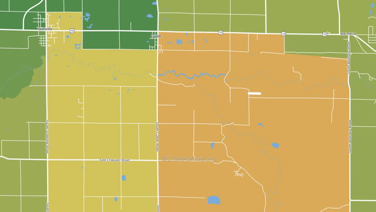 Custer, MI Map of Vandalism Rates