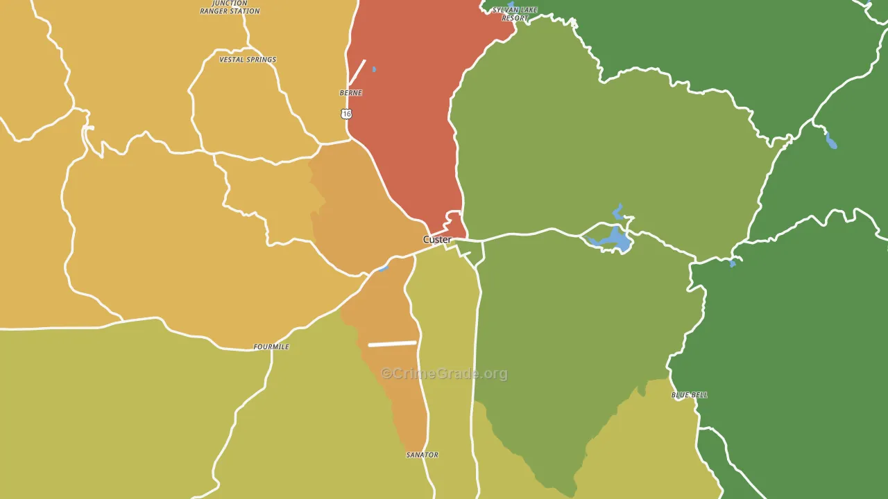 Custer, SD Map of Vandalism Rates