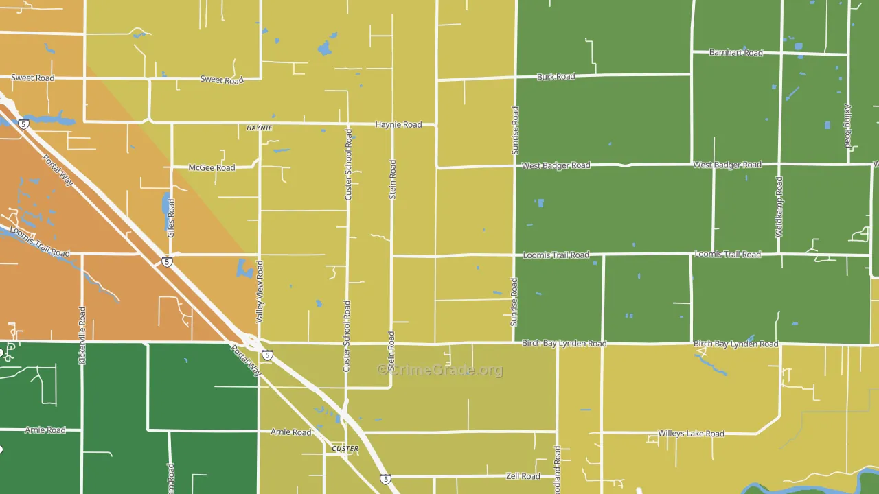 Custer, WA Map of Vandalism Rates