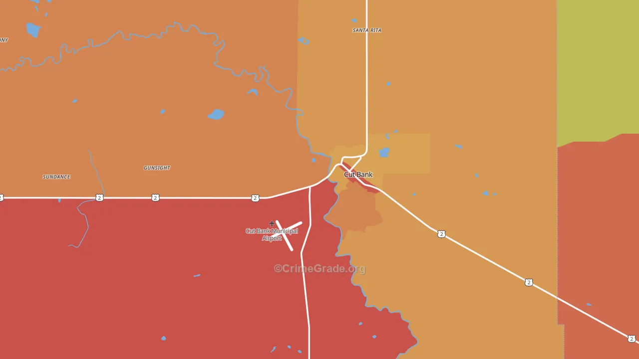 Cut Bank, MT Map of Vandalism Rates
