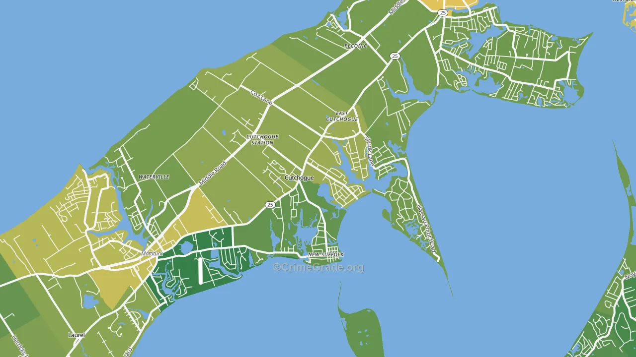 Cutchogue, NY Map of Vandalism Rates