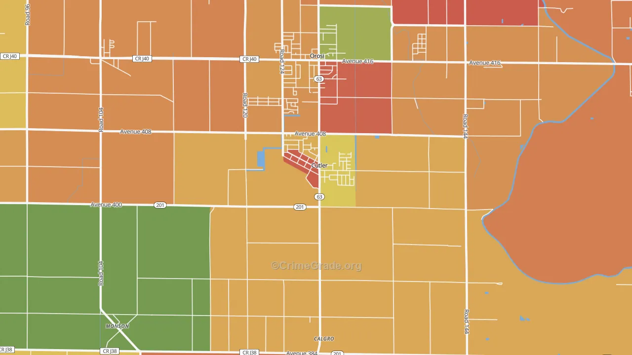 Cutler, CA Map of Vandalism Rates