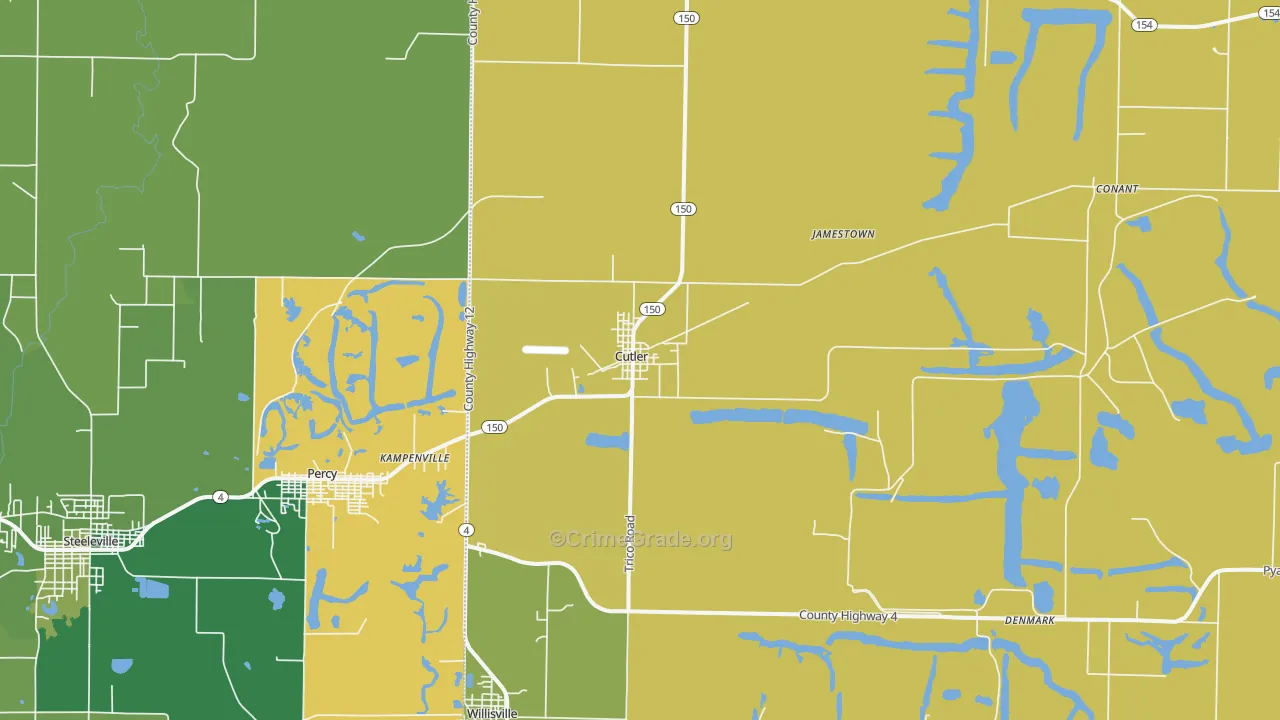 Cutler, IL Map of Vandalism Rates