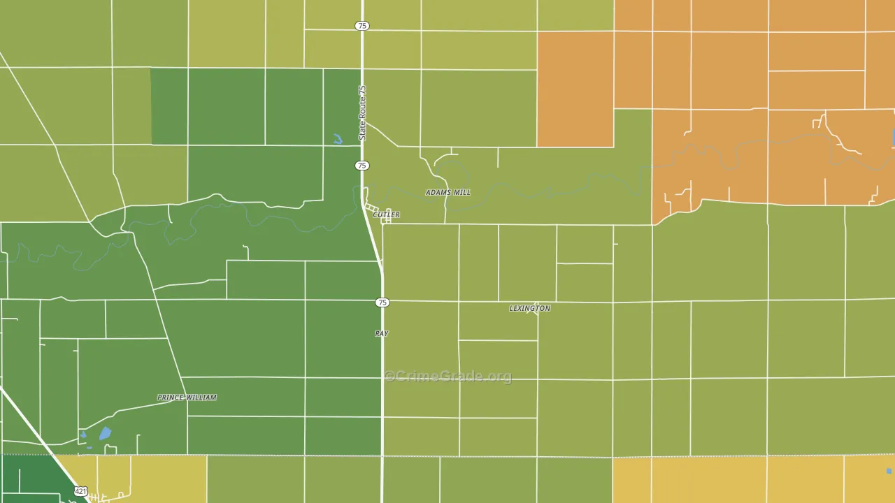 Cutler, IN Map of Vandalism Rates