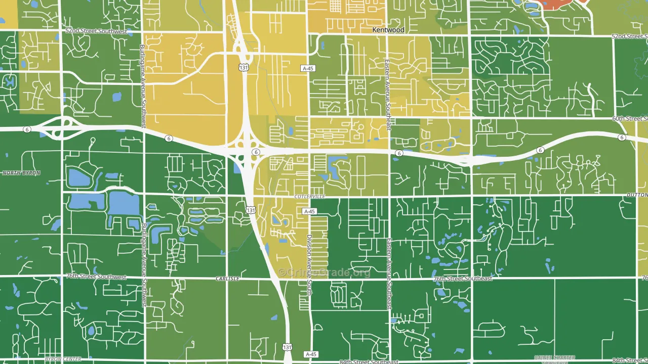 Cutlerville, MI Map of Vandalism Rates