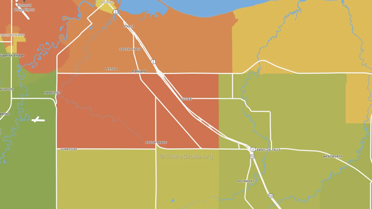 Cutter, WI Map of Vandalism Rates