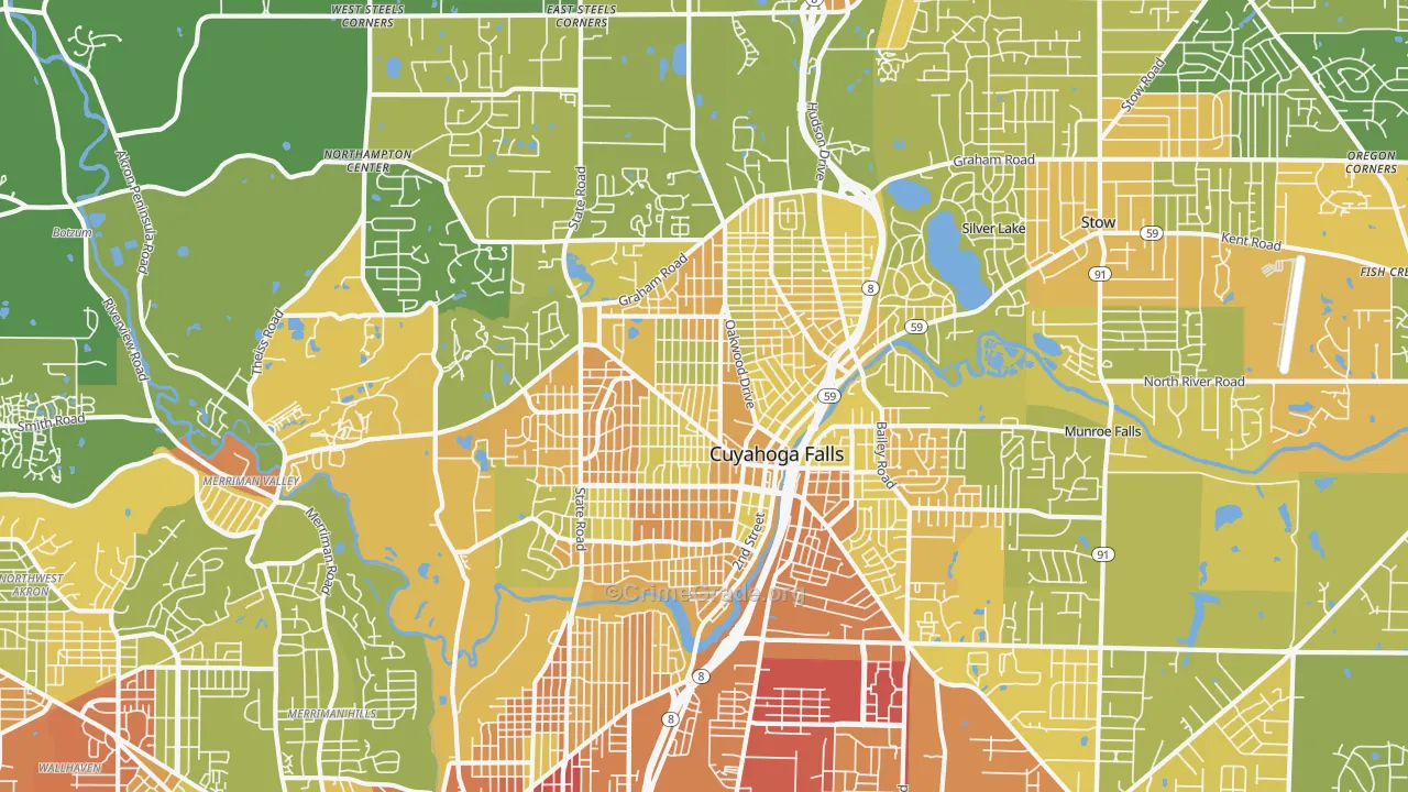 Cuyahoga Falls, OH Map of Vandalism Rates