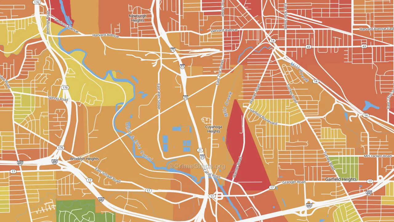 Cuyahoga Heights, OH Map of Vandalism Rates