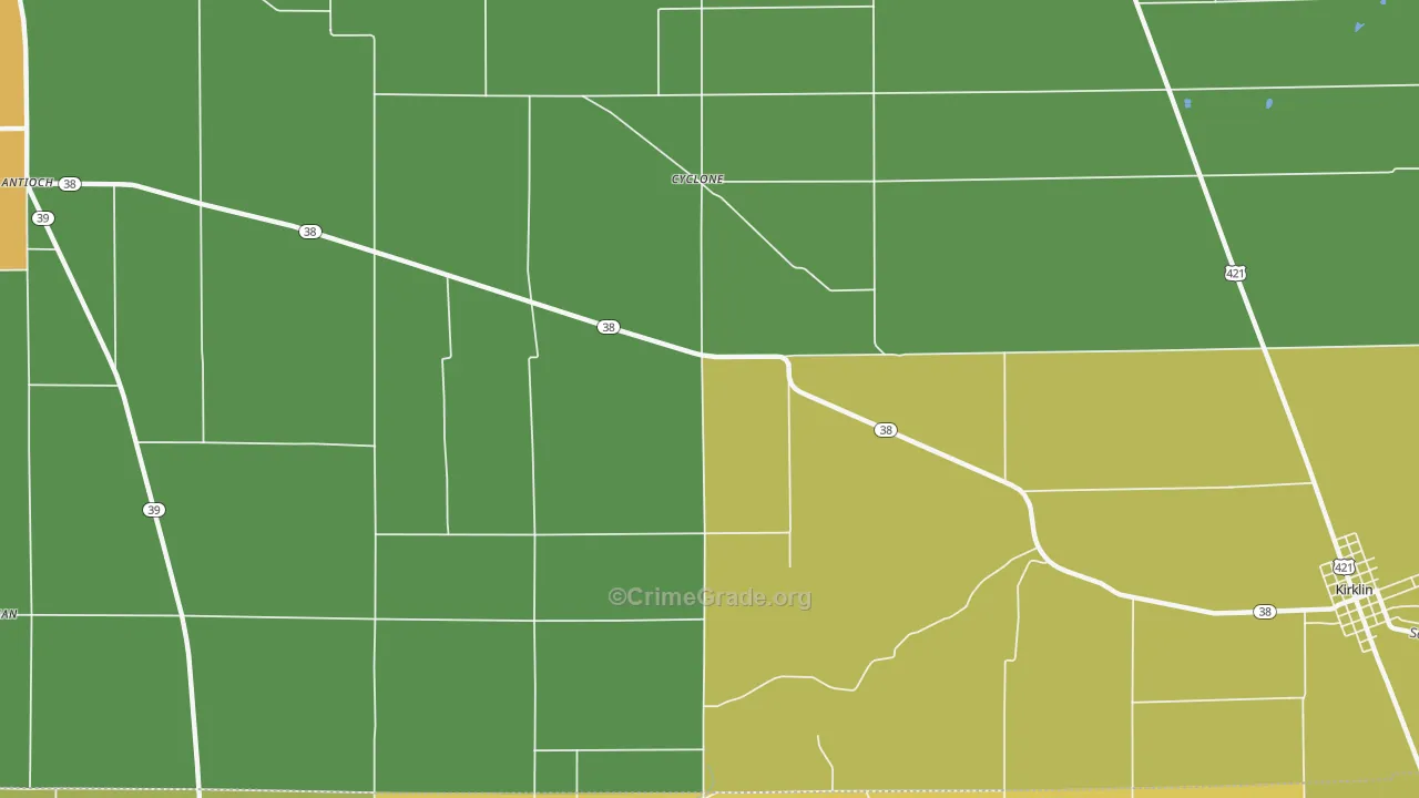 Cyclone, IN Map of Vandalism Rates