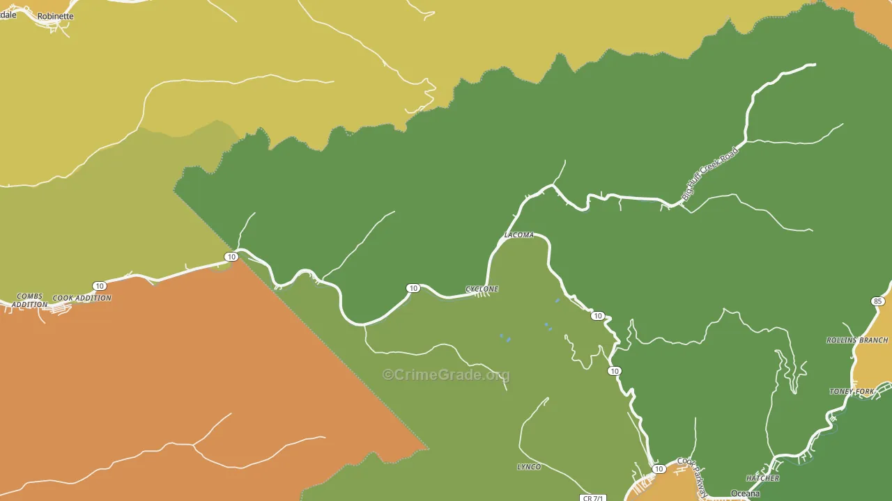 Cyclone, WV Map of Vandalism Rates