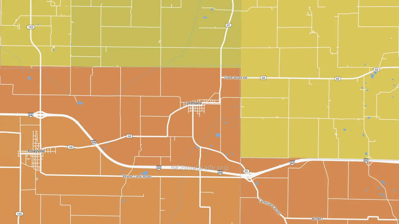 Cynthiana, IN Map of Vandalism Rates