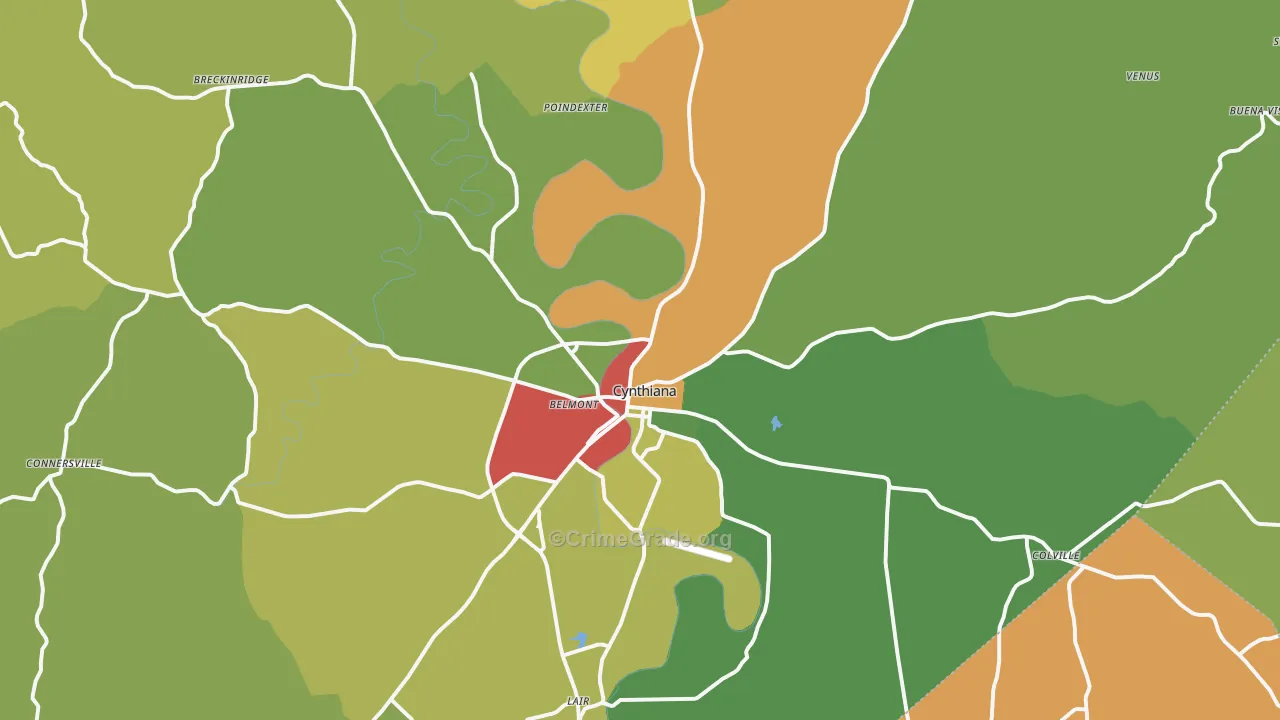 Cynthiana, KY Map of Vandalism Rates