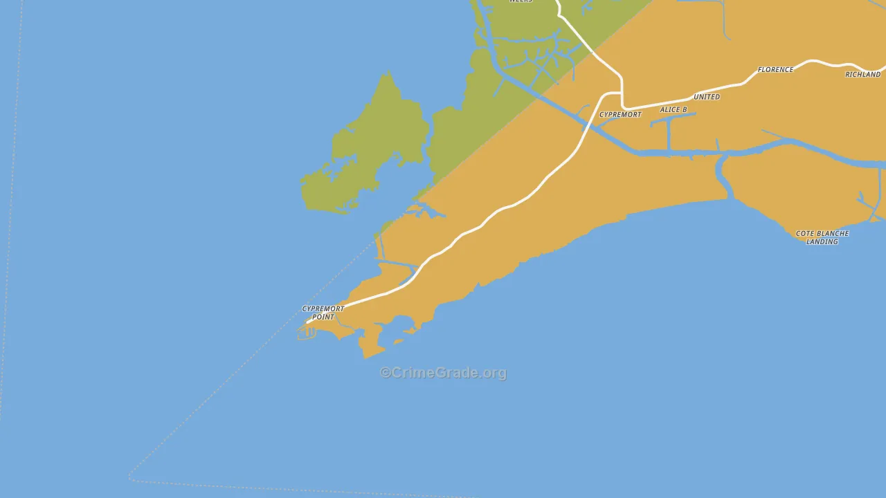 Cypremort, LA Map of Vandalism Rates