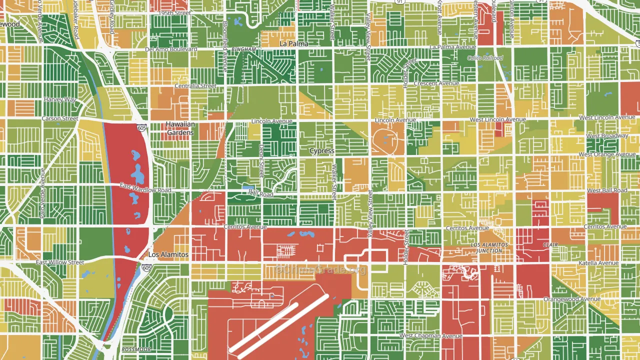 Cypress, CA Map of Vandalism Rates