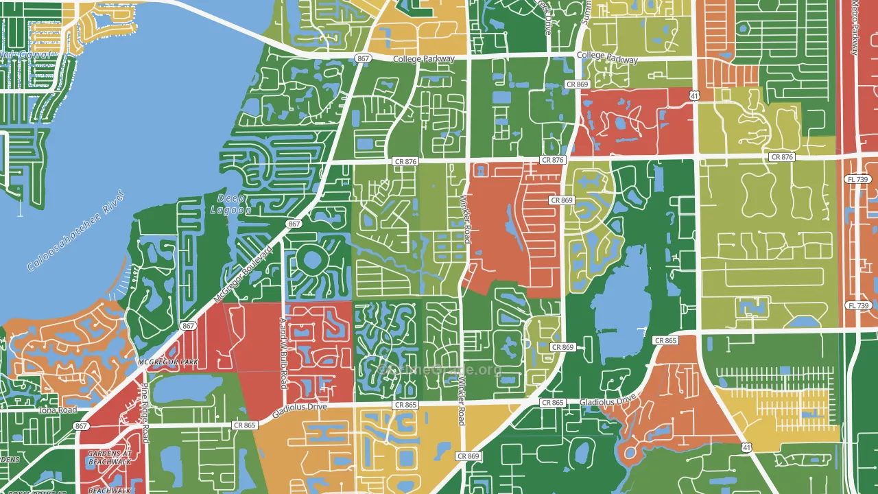 Cypress Lake, FL Map of Vandalism Rates