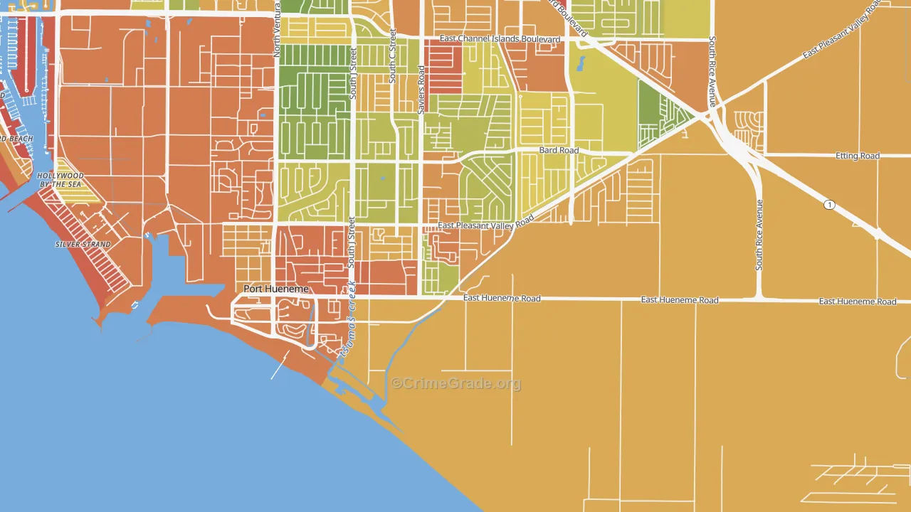 Cypress, Oxnard, CA Map of Vandalism Rates