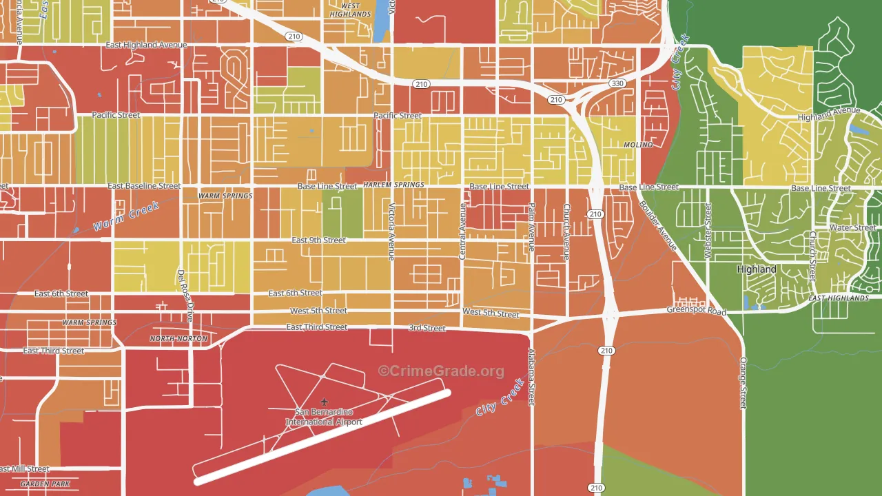 Cypress-Riverside, Highland, CA Map of Vandalism Rates
