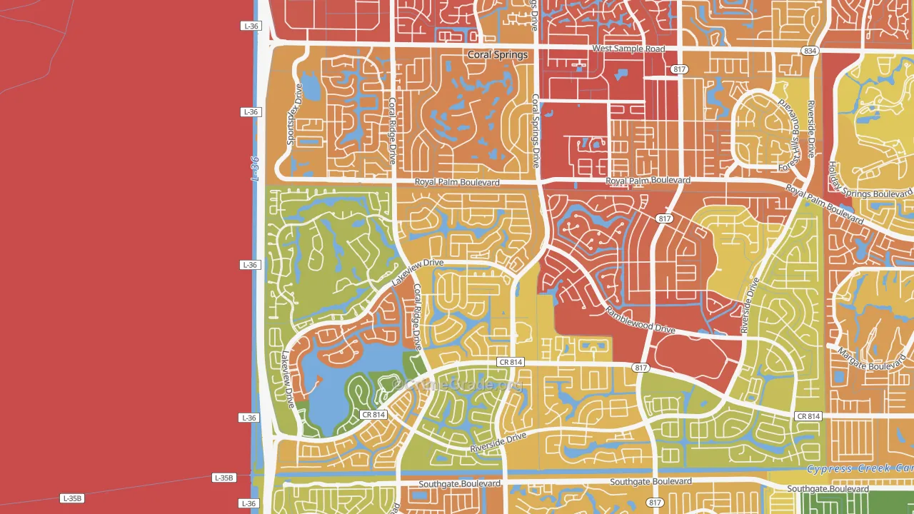 Cypress Run, Coral Springs, FL Map of Vandalism Rates