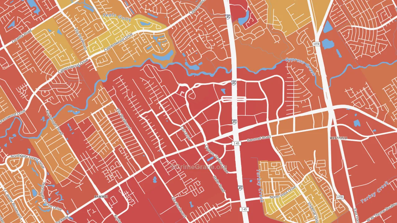 Cypress Station, Houston, TX Map of Vandalism Rates