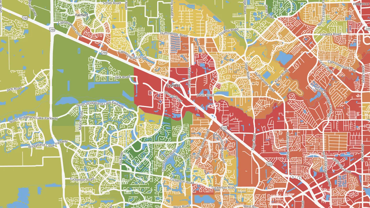 Cypress, TX Map of Vandalism Rates