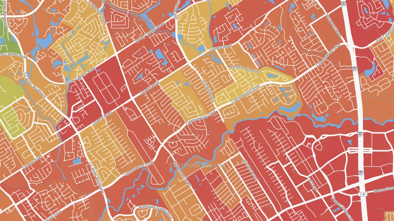 Cypresswood, Spring, TX Map of Vandalism Rates