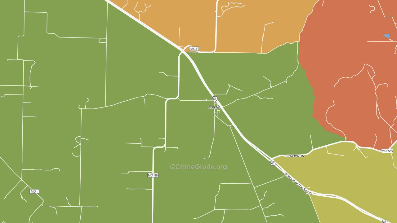 Cyrene, MO Map of Vandalism Rates