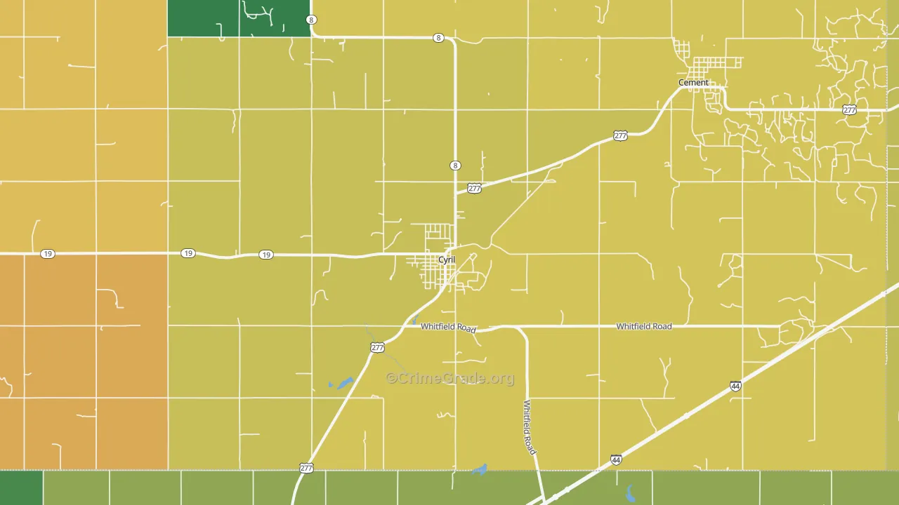 Cyril, OK Map of Vandalism Rates