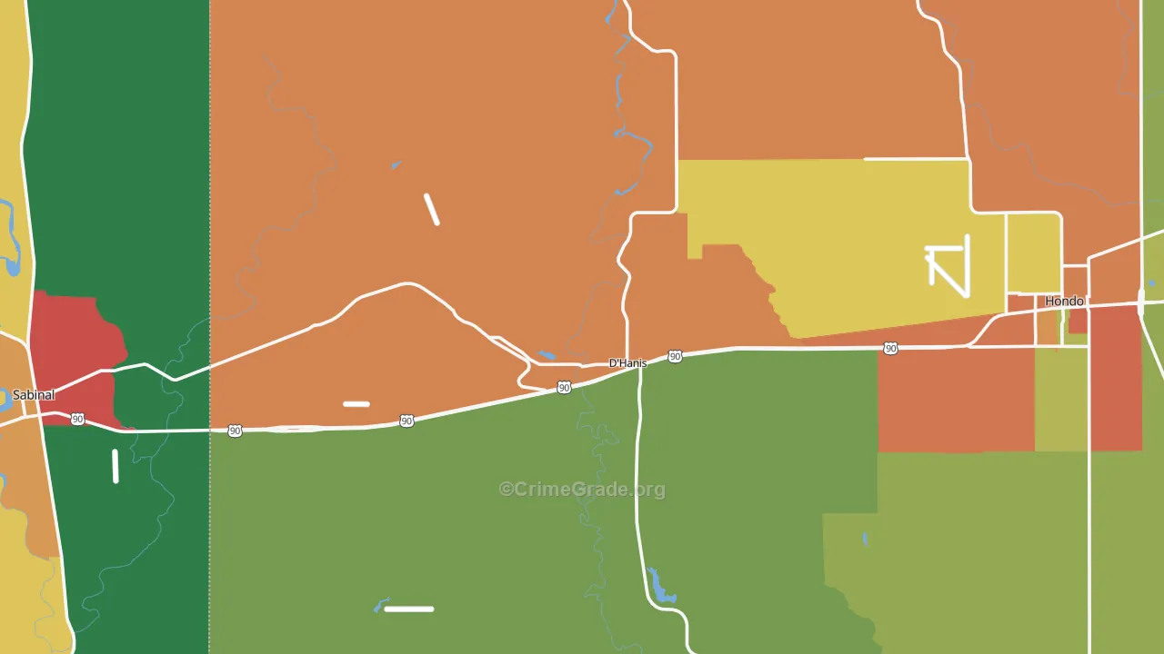 D'Hanis, TX Map of Vandalism Rates