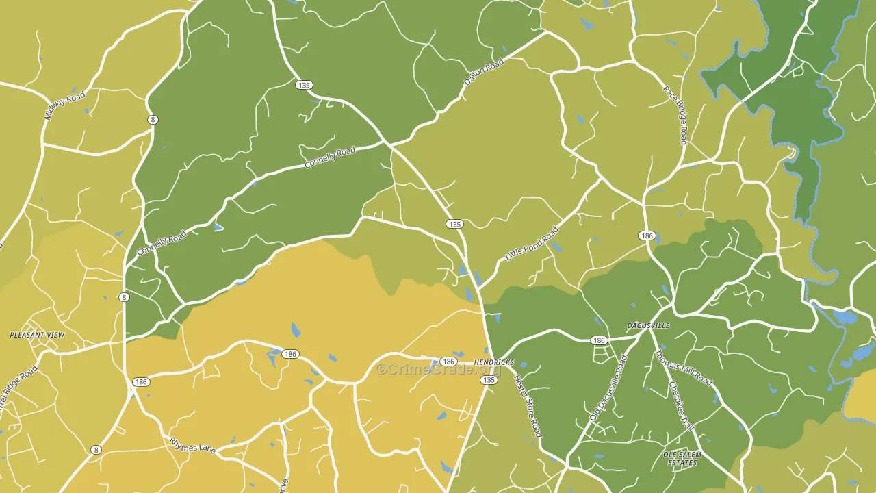 Dacusville, SC Map of Vandalism Rates