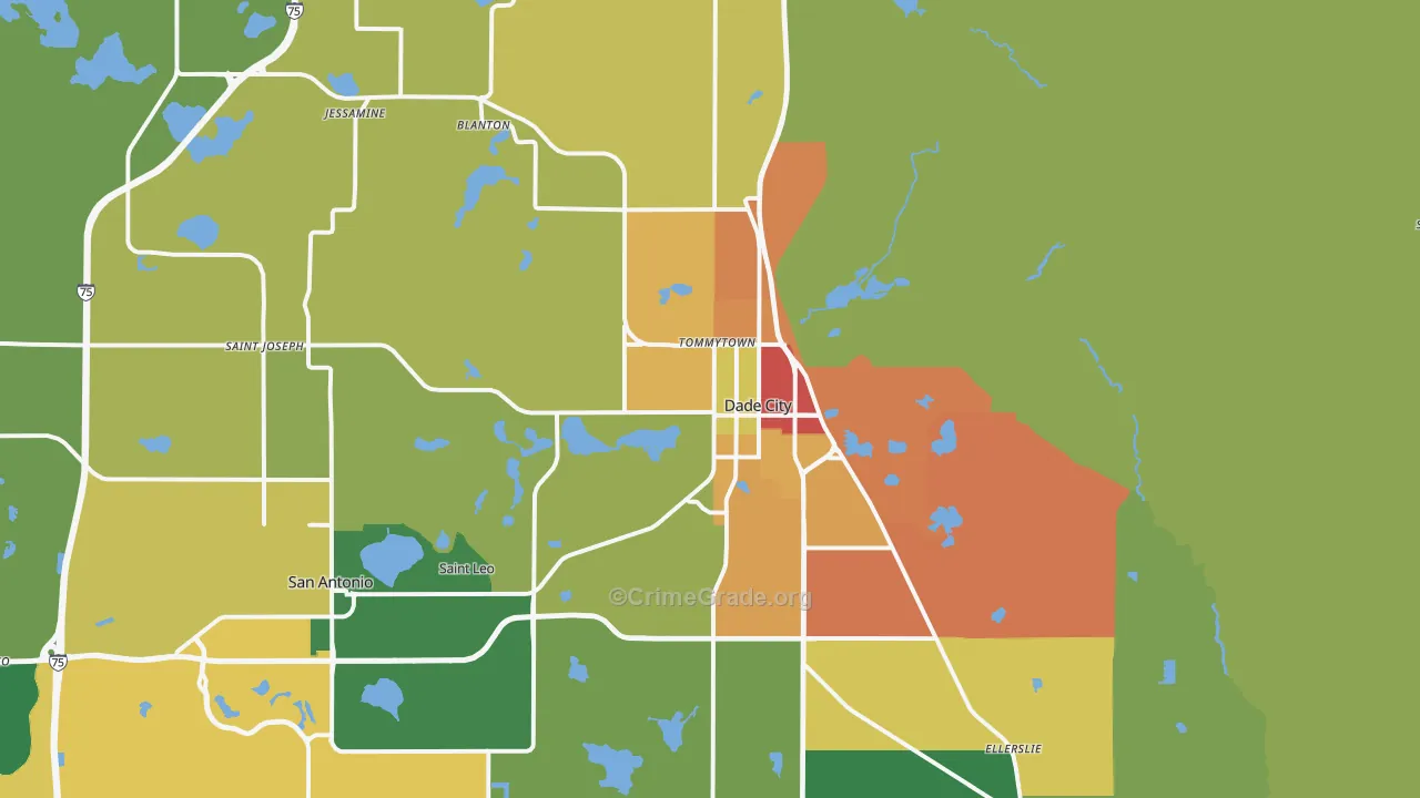 Dade City, FL Map of Vandalism Rates