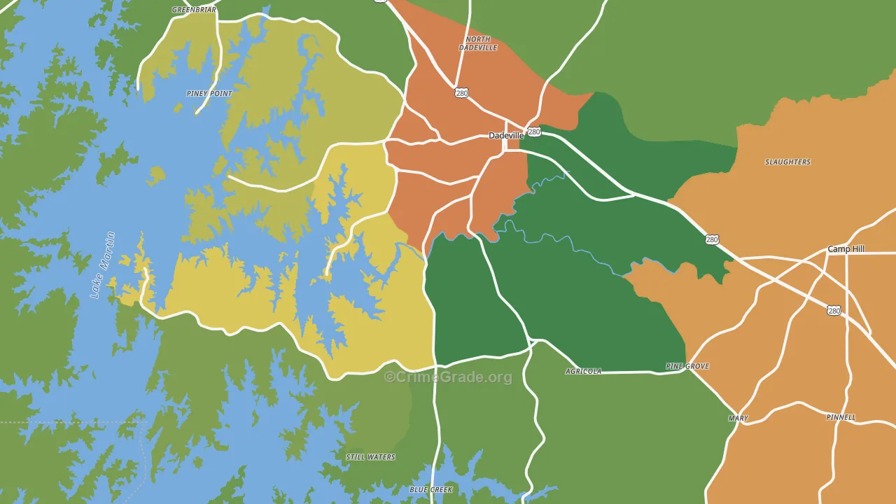Dadeville, AL Map of Vandalism Rates