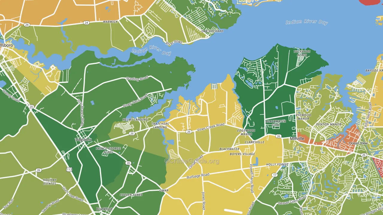 Dagsboro, DE Map of Vandalism Rates