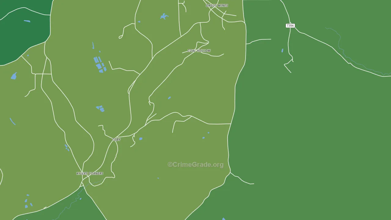 Dagus Mines, PA Map of Vandalism Rates