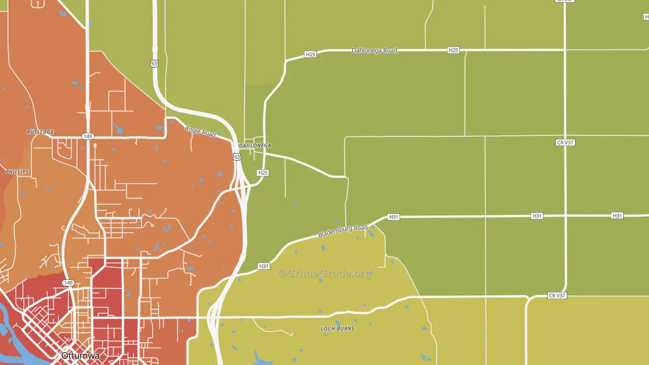 Dahlonega, IA Map of Vandalism Rates