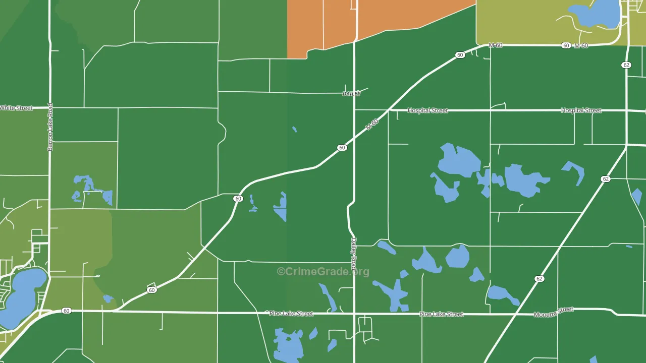 Dailey, MI Map of Vandalism Rates